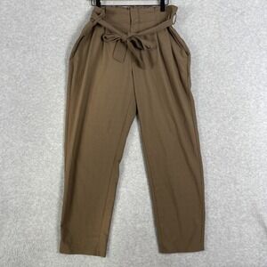 Athleta Skyline Tailored Pants Brown Herringbone Womens 12 Belted Workwear